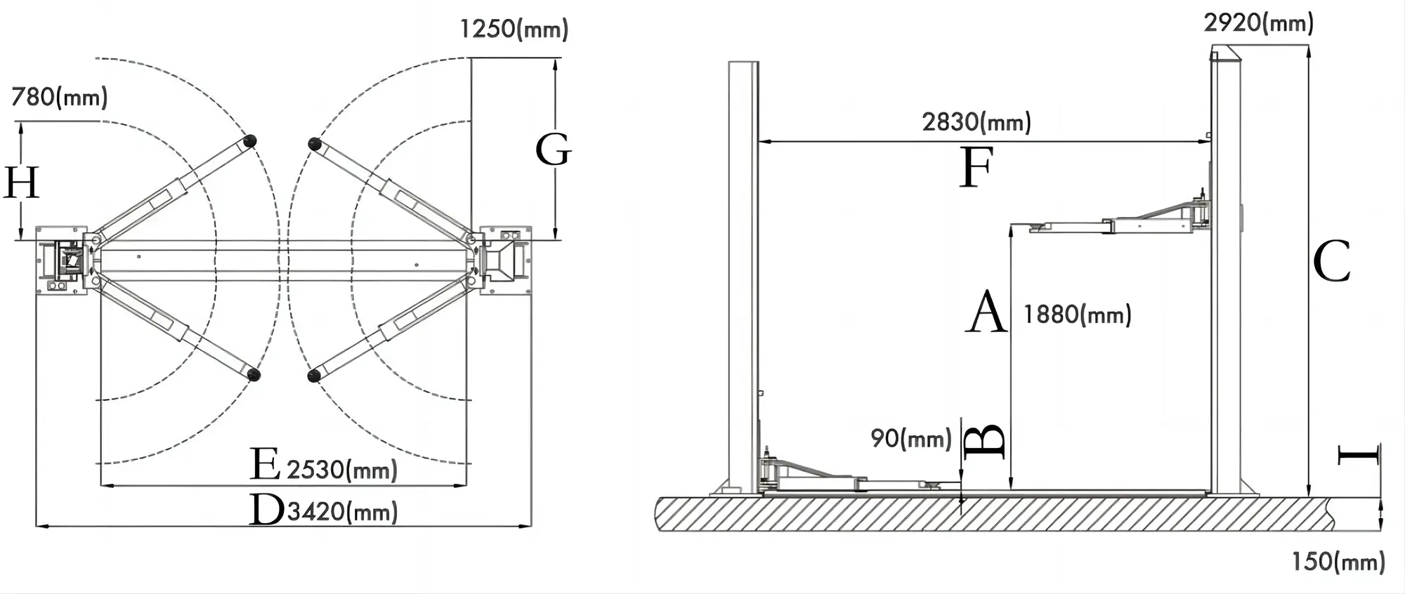 L-2-45D  45S 45E Overall Dimension 
